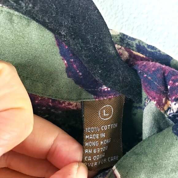 Men's The North River Green Button Up Long Sleeve Bass Fish Shirt Size Large - Picture 9 of 11